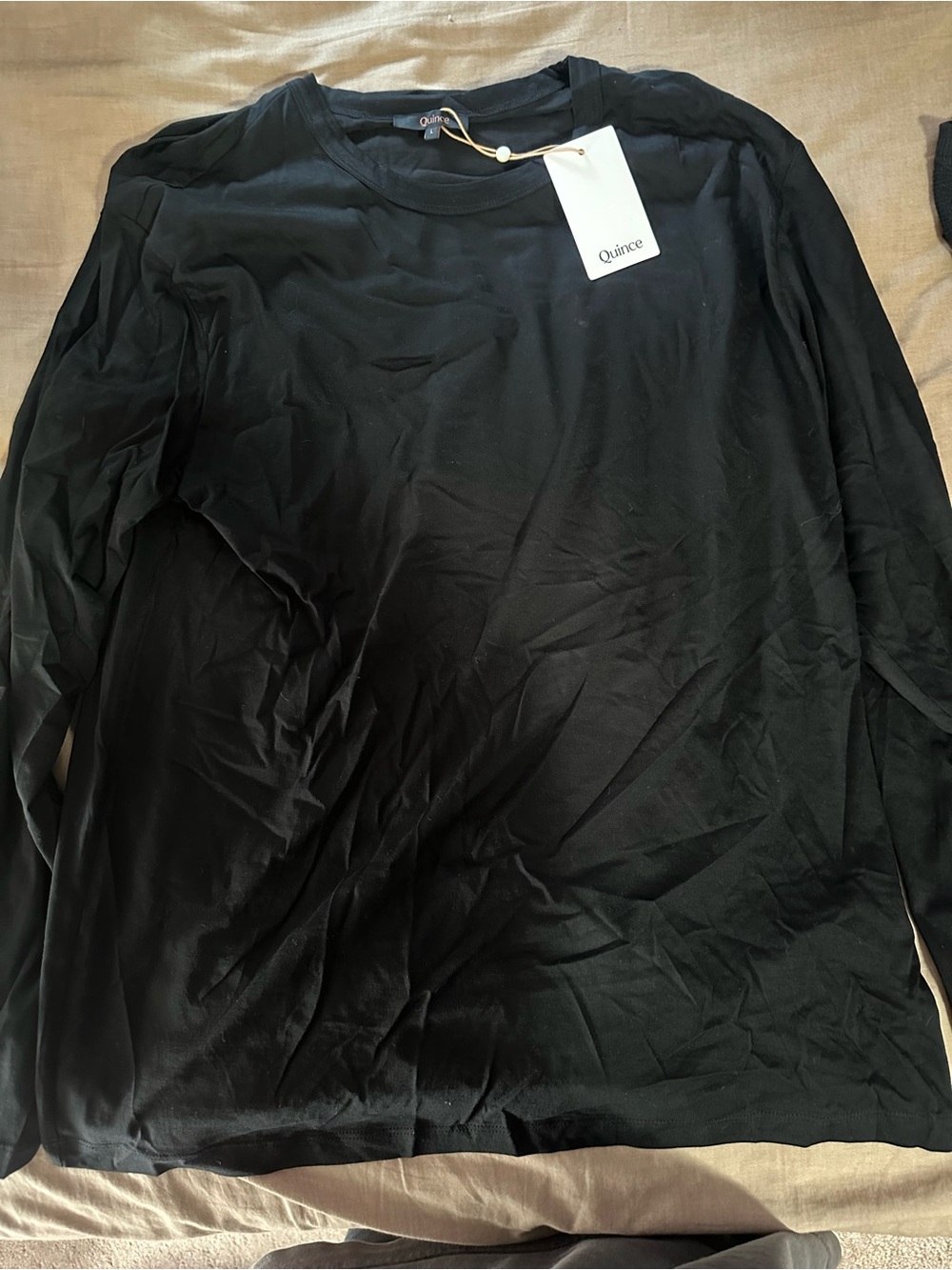 Quince Black Crew Neck Long Sleeve Top
